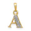 10K Yellow Gold and Rhodium-plating Diamond Initial A Pendant