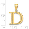 10K Yellow Gold Polished Etched Letter D Initial Pendant