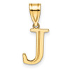 14K Yellow Gold Polished Etched Letter J Initial Pendant YC1539J