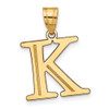 10K Yellow Gold Polished Etched Letter K Initial Pendant