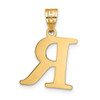 10K Yellow Gold Polished Etched Letter R Initial Pendant