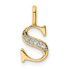 10K Yellow Gold Diamond Letter S Initial Pendant PM8365S-002-1YA