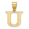 14K Yellow Gold Polished Etched Letter U Initial Pendant YC1539U