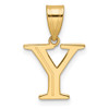 14K Yellow Gold Polished Etched Letter Y Initial Pendant YC1539Y