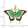 10K Yellow Gold Green Enameled Butterly Pendant