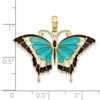 10K Yellow Gold Blue Enameled Butterfly Pendant