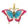 10K Yellow Gold Blue & Red Enameled Butterfly Pendant