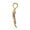 10K Yellow Gold Blue & Red Enameled Butterfly Pendant