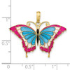 10K Yellow Gold Blue & Red Enameled Butterfly Pendant