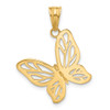 14K Yellow Gold and White Rhodium-plating Diamond-cut Butterfly Pendant