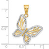 14K Yellow Gold and White Rhodium-plating Diamond-cut Butterfly Pendant