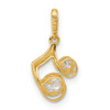 14K Yellow Gold Polished CZ Music Note Pendant