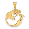 14K Yellow Gold with White Rhodium-plating Diamond-cut Mermaid Pendant