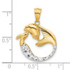 14K Yellow Gold with White Rhodium-plating Diamond-cut Mermaid Pendant