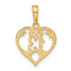 10K Yellow Gold 13 in Heart Cut-out Pendant