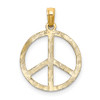 10K Yellow Gold Textured Peace Sign Pendant