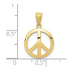 10K Yellow Gold Polished Peace Sign Circle Pendant