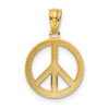 10K Yellow Gold Polished Peace Sign Circle Pendant