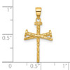 14K Yellow Gold Polished and Textured Nails Cross Pendant C4949