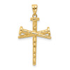 14K Yellow Gold Polished and Textured Nails Cross Pendant C4950
