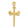 14K Yellow Gold Polished and Textured Nails Cross Pendant C4950