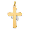 14k Two-tone Gold Hollow Polished Draped Cross Pendant