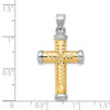 14k Two-tone Gold w/Rhodium-plating Reversible Cross Pendant