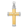 14k Two-tone Gold w/Rhodium-plating Reversible Cross Pendant