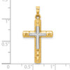 14k Two-tone Gold Textured and Polished Hollow Latin Cross Pendant