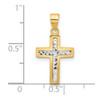 14K Two-tone Gold Polished and Diamond-cut Cross Pendant