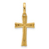 14K Two-tone Gold Polished CZ Crucifix with Heart Ends Pendant