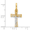 14K Two-tone Gold Polished CZ Crucifix with Heart Ends Pendant