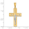 14K Two-tone Gold Polished and Textured Crucifix Pendant C4957