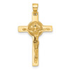 14K Yellow Gold Polished Crucifix and St Benedict Pendant