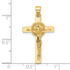 14K Yellow Gold Polished Crucifix and St Benedict Pendant