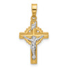 14k Two-tone Gold Hollow INRI Crucifix Pendant XR2095