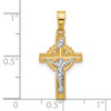 14k Two-tone Gold Hollow INRI Crucifix Pendant XR2095