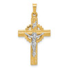 14k Two-tone Gold Hollow INRI Crucifix Pendant XR2094