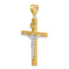 14K Two-tone Gold Polished and Diamond-cut Crucifix Pendant C4965