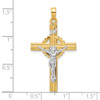 14k Two-tone Gold Textured Hollow INRI Crucifix Pendant