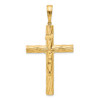 14K Yellow Gold Polished and Textured Crucifix Pendant C4964