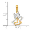 14K Yellow Gold with White Rhodium-plating Diamond-cut Doves Pendant