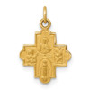 14K Yellow Gold Solid Satin Small 4-Way Medal Pendant