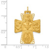 14K Yellow Gold Solid Polished/Satin Large 4-Way Medal Pendant Cross