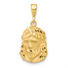 14K Yellow Gold Satin and Diamond-cut Jesus Medal Pendant