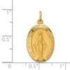 14K Yellow Gold Solid Polished and Satin Oval Miraculous Medal Pendant