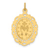 14K Yellow Gold Solid Polished/Satin Fancy Pierced Oval Miraculous Medal Pendant XR1763