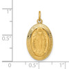 14K Yellow Gold Solid Polished/Satin Oval Miraculous Medal Pendant
