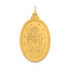 14K Yellow Gold Solid Polished/Satin Large Oval Miraculous Medal Pendant XR1747