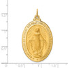 14K Yellow Gold Solid Polished/Satin Large Oval Miraculous Medal Pendant XR1760